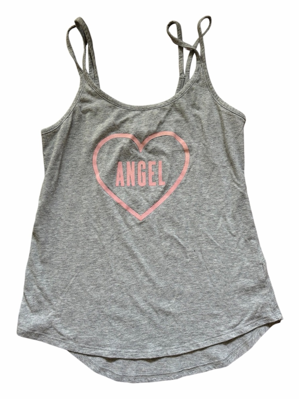 Victoria’s Secret Y2K Angel Sparkle Graphic Tank Top Grey Pink Strappy Camisole